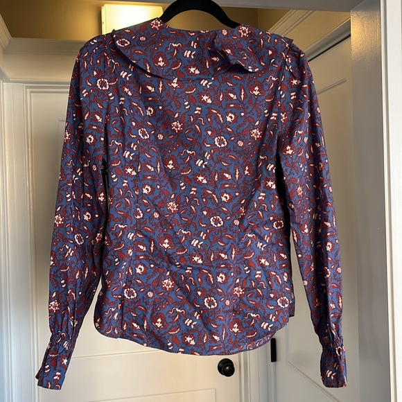 Joie Mazet Long Sleeve Cotton Top Bijou Blue Multi Size M NWT - Picture 2 of 7